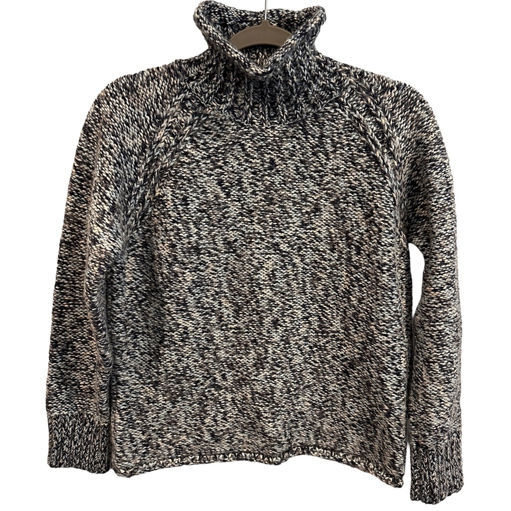 Columbia Wool Blend Black Multicolor Funnel Roll Neck Knit Sweater